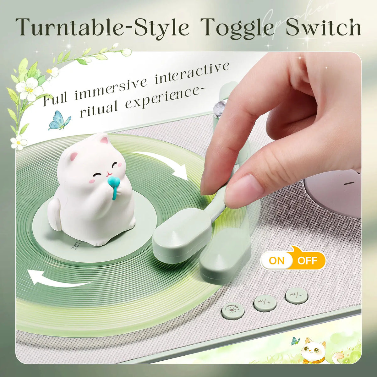 Cute Retro Bluetooth Speaker & Wireless Charger, Cozy Ambiance Light Lamp Trend with Spinning Cat, Aesthetic Room Decor Retro Speaker & Fast Wireless Charger，Kawaii Room Decor Desk Aesthetic, Perfect Birthday Gift for Teen Girls Daughter Girlfriend Women