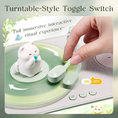 Cute Retro Bluetooth Speaker & Wireless Charger, Cozy Ambiance Light Lamp Trend with Spinning Cat, Aesthetic Room Decor Retro Speaker & Fast Wireless Charger，Kawaii Room Decor Desk Aesthetic, Perfect Birthday Gift for Teen Girls Daughter Girlfriend Women