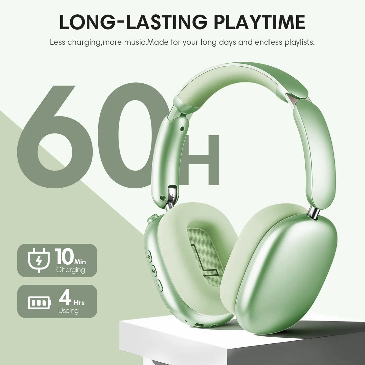 WENTRONIC Y02 Electronic Over-Ear Active Noise Cancelling Wireless Headphones - 60H Playtime, Hi-Res Audio, Foldable, Soft Earpads, Built-In Mic, 3.5Mm Jack, Waterproof Headphones, Mobile Calls, Ios/Android/Pc Compatible