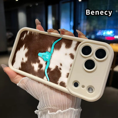 Cowhide Turquoise Skull Soft Shell Phone Case for Iphone 17 Pro Max, 16 Plus, 15, 14, 13, 12, 11, Air E - Durable Shockproof Silicone Cover, Pocket-Friendly, Enhanced Protection for Cellphones