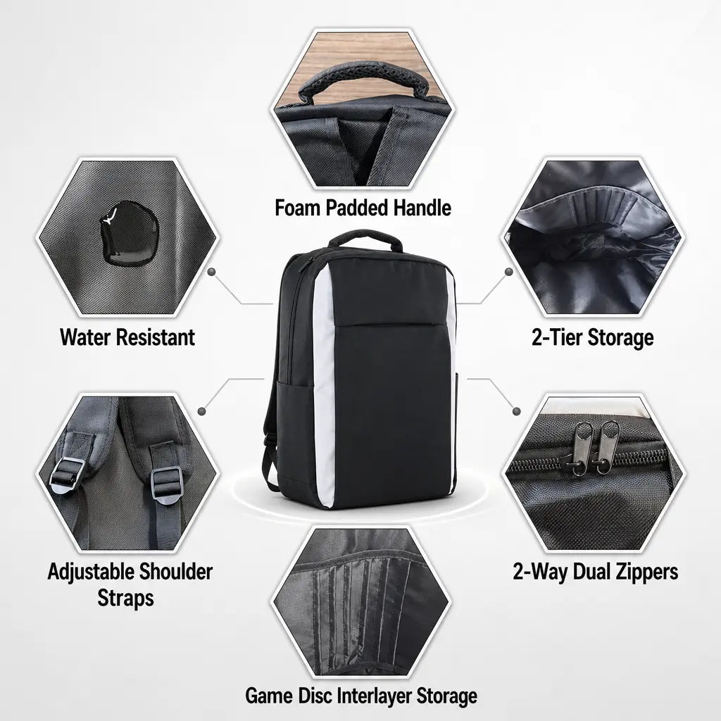 Carrying Backpack for Ps5/Slim/Pro - Waterproof Shockproof Protective Bag for PS5 Console & Gaming Accessories Storage