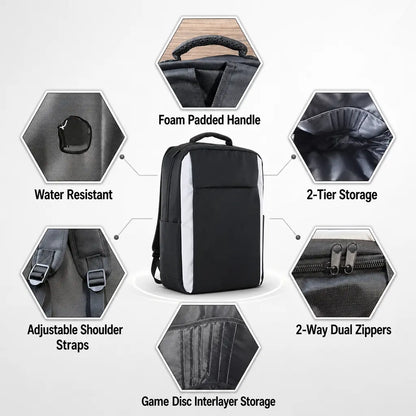 Carrying Backpack for Ps5/Slim/Pro - Waterproof Shockproof Protective Bag for PS5 Console & Gaming Accessories Storage