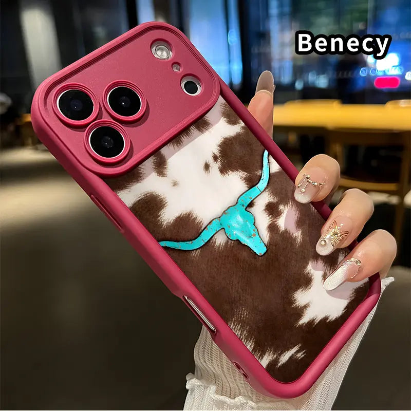 Cowhide Turquoise Skull Soft Shell Phone Case for Iphone 17 Pro Max, 16 Plus, 15, 14, 13, 12, 11, Air E - Durable Shockproof Silicone Cover, Pocket-Friendly, Enhanced Protection for Cellphones