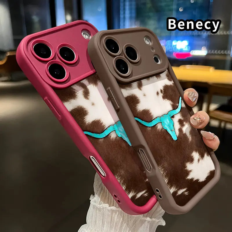 Cowhide Turquoise Skull Soft Shell Phone Case for Iphone 17 Pro Max, 16 Plus, 15, 14, 13, 12, 11, Air E - Durable Shockproof Silicone Cover, Pocket-Friendly, Enhanced Protection for Cellphones