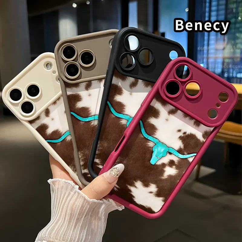 Cowhide Turquoise Skull Soft Shell Phone Case for Iphone 17 Pro Max, 16 Plus, 15, 14, 13, 12, 11, Air E - Durable Shockproof Silicone Cover, Pocket-Friendly, Enhanced Protection for Cellphones